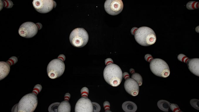 All Star Lanes Bowling Pin art installation